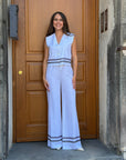 Pantalone palazzo bianco con dettagli a contrasto – Le Streghe