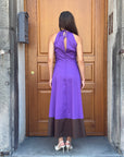 Abito midi viola con fondo marrone – Le Streghe