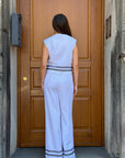 Pantalone palazzo bianco con dettagli a contrasto – Le Streghe