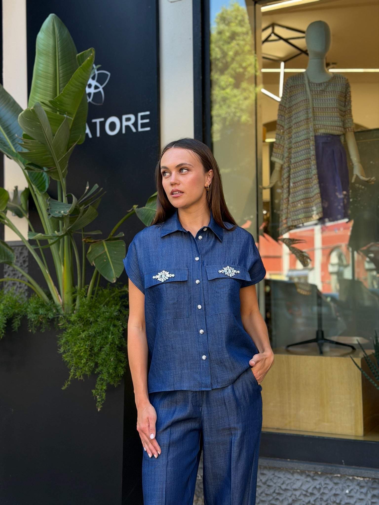 Camicia Denim Applicazioni-Eiki