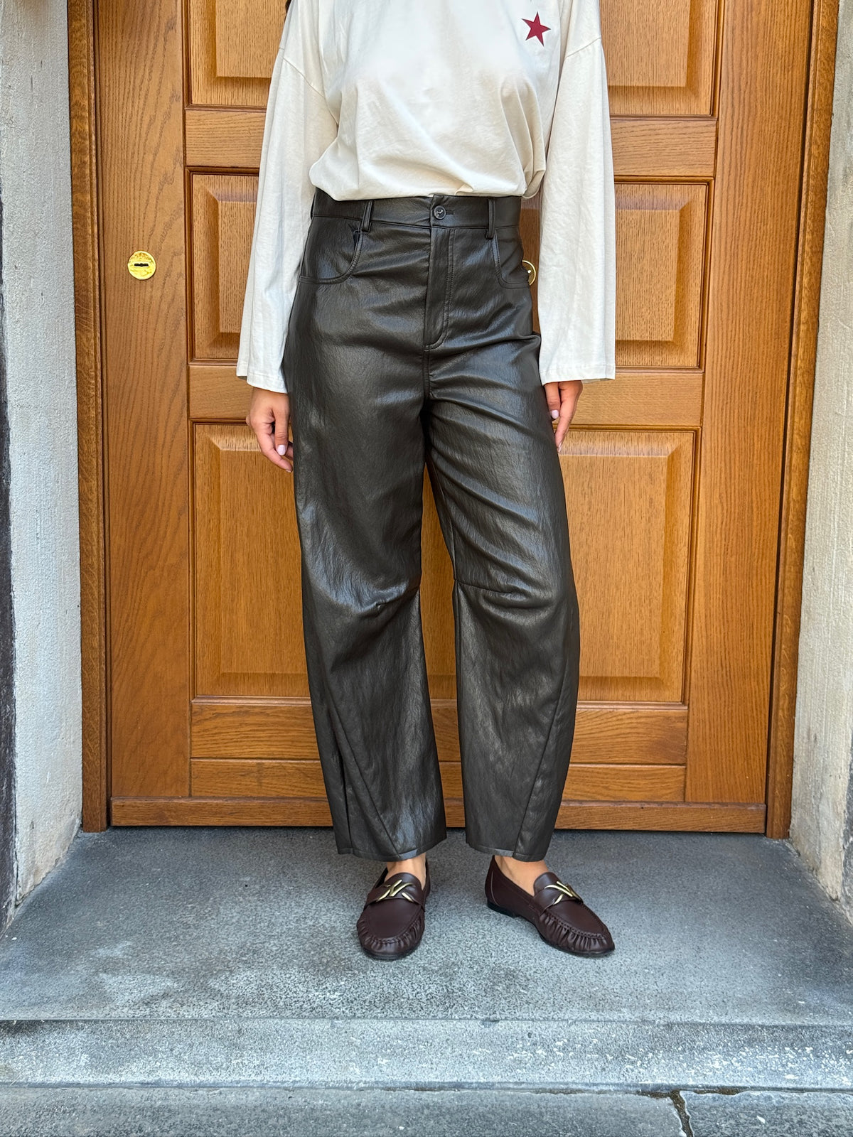 Pantalone Barrel Pelle Vicolo