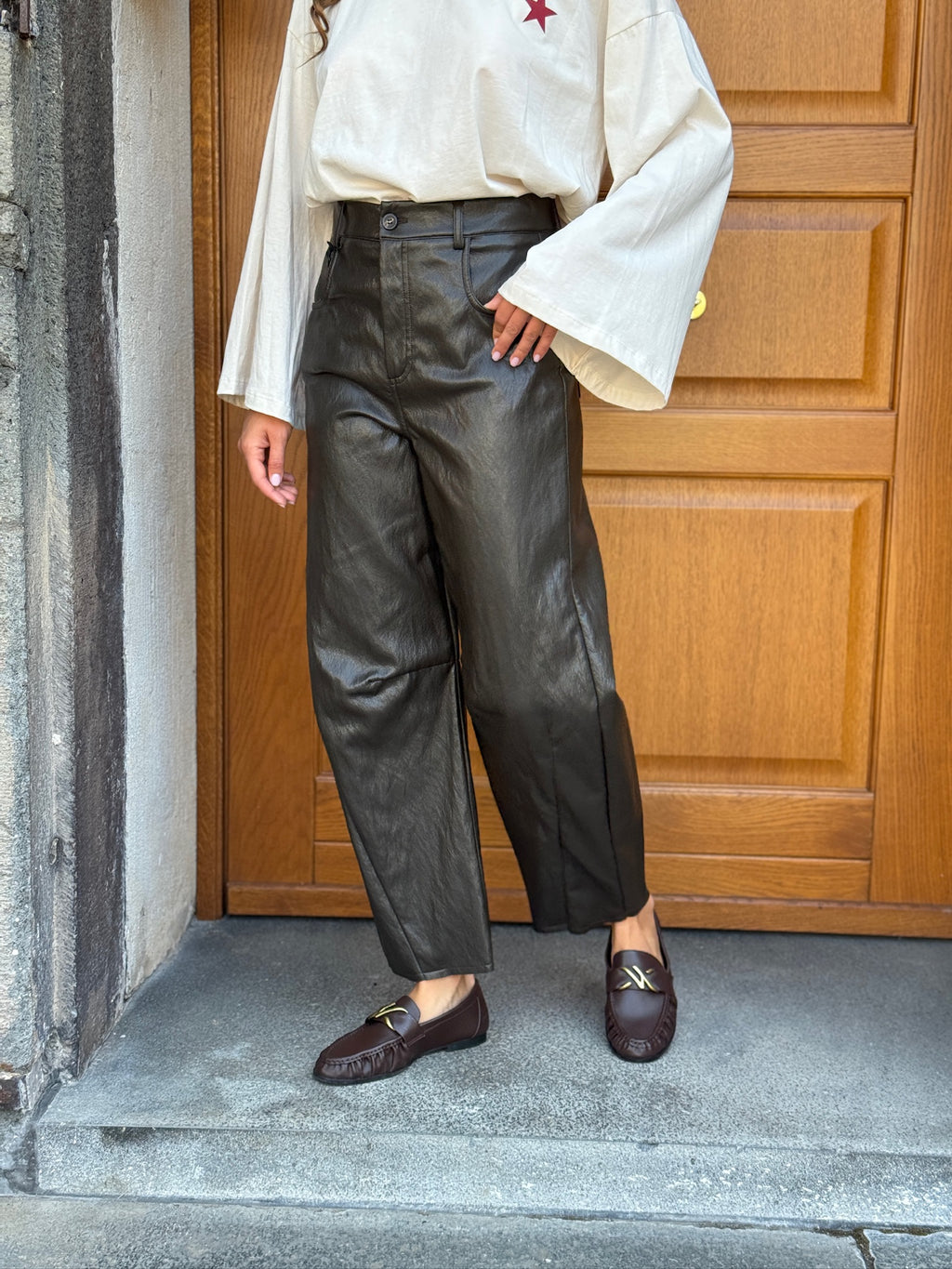Pantalone Barrel Pelle Vicolo